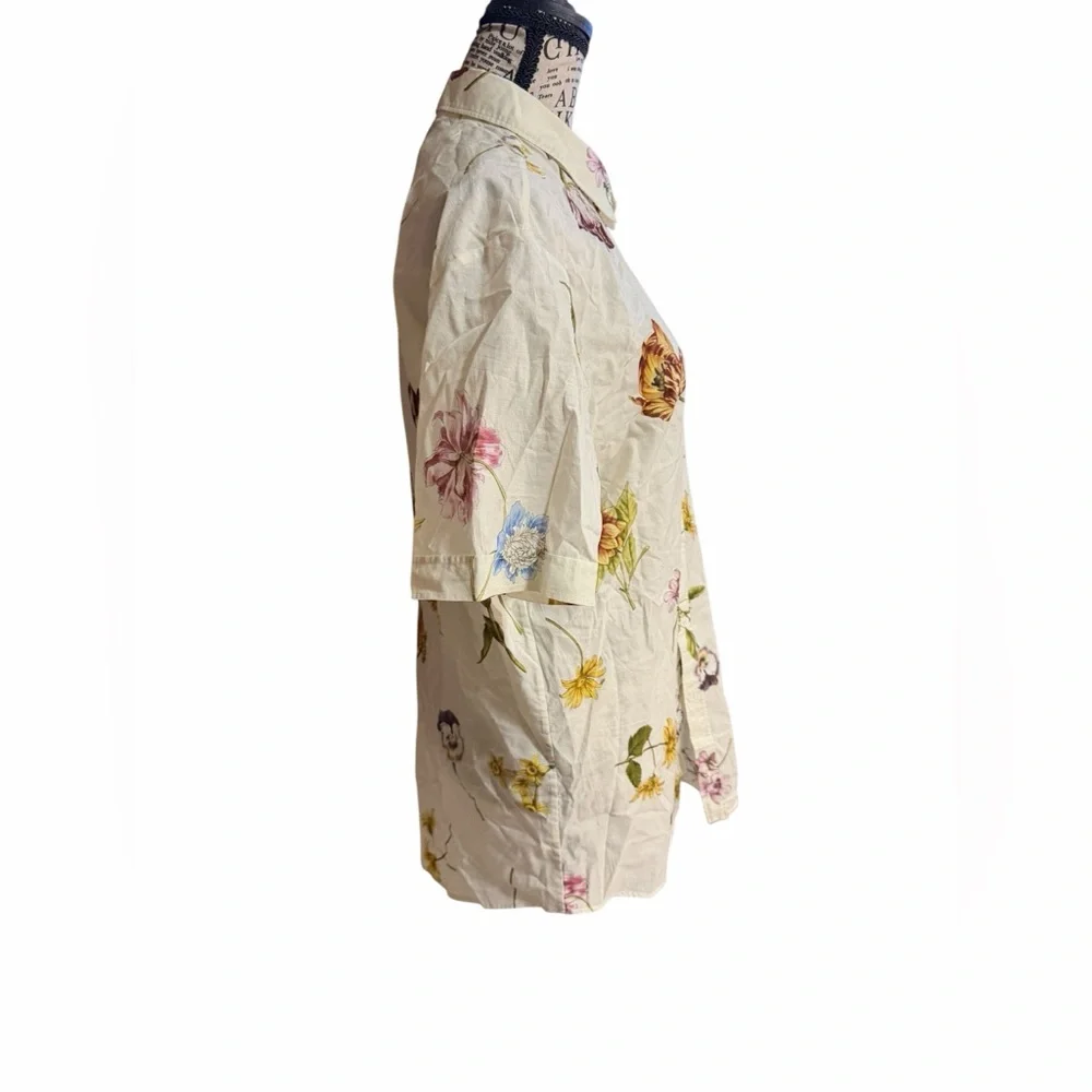 Gucci Cream Floral Short-Sleeve Button-Down Shirt